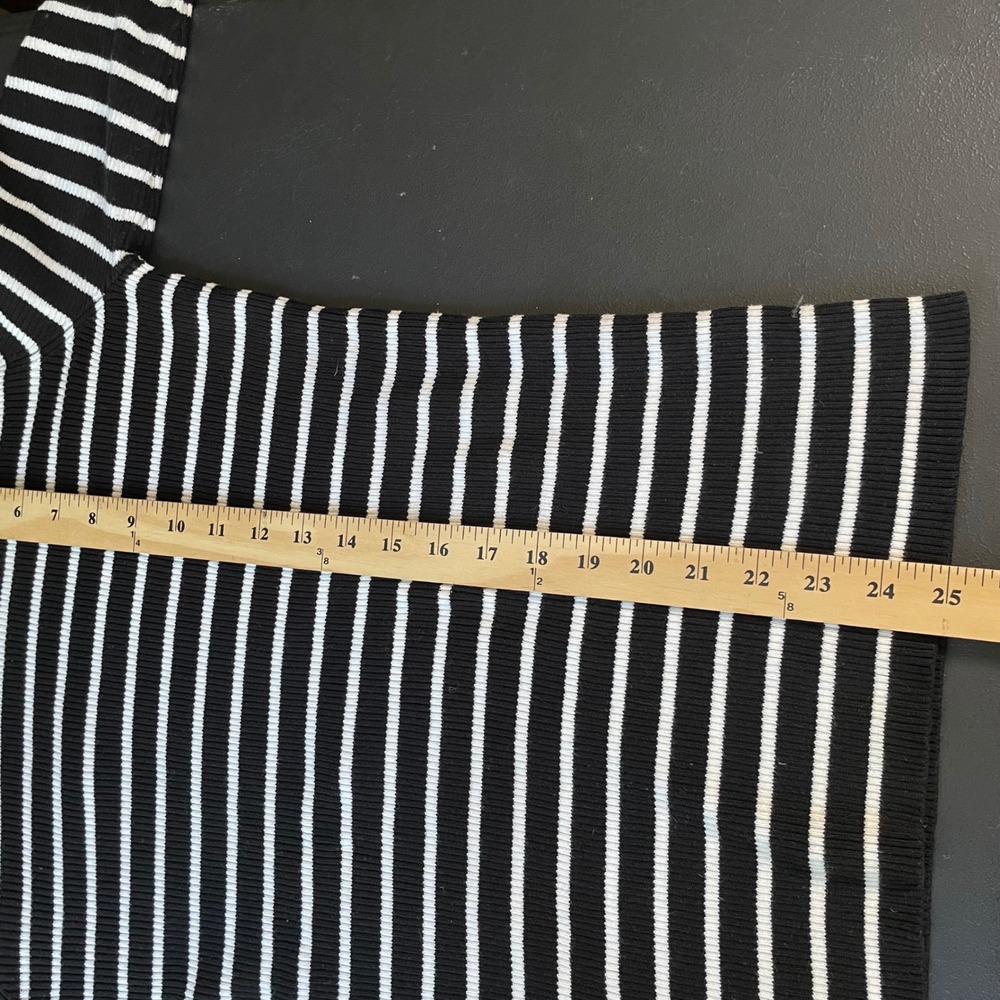 Lauren Ralph Lauren Turtleneck Sweater Women XL Black White Striped Old Money - Picture 5 of 8